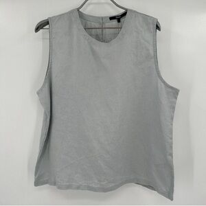 Quince Gray Mist European Linen Sleeveless Tank sz M Women's Blouse Shirt Flax